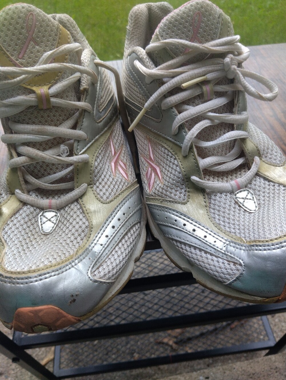 Reebok Silver and Pink Athletic Sneakers